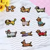 Patche Bordado Fofo de Dachshund Desenho Animado para Decoração de Bolsa DIY, Acessório Bordado para Roupa, Patche Termocolante