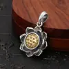 Venta al por mayor de fábrica joyería de plata de ley S925 plata tailandesa retro colgante giratorio de loto creativo exquisito