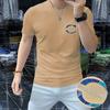Camiseta de algodón mercerizado para hombre, elegante, moderna, fina y ajustada, con cuello redondo, manga corta, para primavera y verano, nueva industria pesada.