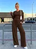 Primavera/Verano 2026 Nuevo Transfronterizo Amazon Casual Cuello Redondo Manga Corta Larga Pantalones con Cordón Moda Traje Casual para Mujer