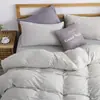 2025 Nuevo Conjunto de Cuatro Piezas de Algodón con Camiseta Rayada Conjunto de Ropa de Dormir de Punto de Algodón Rayado Sábana de Algodón Sábana Ajustable