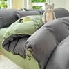Algodón Lavado Ropa de Cama Sábanas para Cama Juego de Funda Nórdica de Cuatro Piezas Juego de Cama Individual y Doble para Dormitorio de Estudiantes Juego de Tres Piezas para Todas las Estaciones