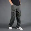Pantalones Casuales Transfronterizos para Hombre Primavera Nuevo Algodón Puro Talla Grande Monos Holgados Deportivos Rectos Exteriores Pantalones de Múltiples Bolsillos