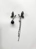 Pendientes de invierno 2024 con borlas de mariposa y perla negra, pendientes con clip avanzado para mujer