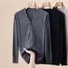 Suéter de Lã Cashmere Hengyuanxiang Cardigan de Malha Masculino Jaqueta Outono e Inverno 2025 Novo Suéter Roupa Externa Masculina