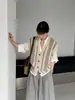 Chaleco de Punto Retro de Cuello V Rayado sin Mangas Estilo Old Money de Jiangzuo para Mujer, Prenda Versátil para Superponer en Otoño 1030