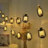Luzes de Fio de Estrela e Lua de LED do Oriente Médio para Eid Al-Adha Luzes de Fio de Castelo Lunar de Lâmpada a Querosene Luzes de Decoração de Eid