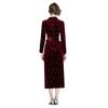 Vestido de veludo dourado com strass Inverno Estilo retro francês Hepburn emagrecedor decote V básico midi
