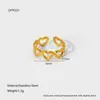 Anillo Abierto Geométrico con Forma de Corazón de Acero Inoxidable Chapado en Oro de 18 Quilates, Joyería de Alta Gama de Nicho para Mujeres