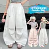 Pantalones de pierna ancha florales elegantes de verano para niñas, nuevo modelo 2026 para niños mayores, falda larga informal holgada, tendencia de pantalones de pierna ancha a la moda