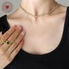 Cadena de moda elegante de lujo ligero de alta calidad con circonitas transparentes de acero de titanio, collar y pulsera, joyería para traje.