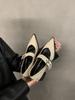 Sapatos de couro pequenos Mary Jane vintage pontudos femininos britânicos outono e inverno 2023 novo estilo coreano francês salto grosso lefu sapatos simples