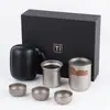 Juego de Té de Titanio Puro Completo Caja de Regalo Camping al Aire Libre Taza de Té de Doble Capa Tetera Doméstica Portátil Regalo Cafetera
