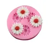 Molde de Silicona Forma de Bola de Flores de Tres Enlaces Decoraciones de Muebles de Resina DIY Herramientas de Horneado Molde para Pastel Fondant