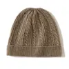 Gorro de Cachemira Unisex Engrosado Cálido Cachemira Retorcida Gorro a Prueba de Frío para Cabeza Grande Gorro de Lana Tejido con Protección para Orejas