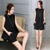 Conjunto de Chiffon Feminino Verão Nova Moda Feminino Shorts Soltos Emagrecedores Conjunto de Duas Peças Estilo Coreano Tamanho Plus Feminino Preto