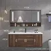 Nuevo Gabinete de Baño Inteligente Color Nogal Estilo Chino con Juego de Lavabo Cerámico Integrado