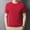 Camiseta de manga corta de seda de hielo para hombre, verano, fina, hueca, transpirable, top de media manga, holgada, de malla, secado rápido, camiseta deportiva