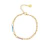 Pulsera de Acero Inoxidable de Doble Capa para Mujer Estilo Francés Joyería de Alta Calidad Estilo Ins Multicolores Estilo Europeo Venta al por Mayor Transfronteriza Producto Nuevo