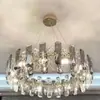 Lustre de cristal de luxo leve estilo italiano, luminária de sala de estar, luminária simples e elegante para sala de jantar, iluminação pós-moderna de alta qualidade para quarto e sala de jantar