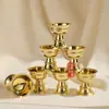 Base de Lámpara de Mantequilla Pulida de Latón Estilo Tíbet con Pie Alto, Portavelas Doméstico Engrosado, Base de Lámpara de Ofrenda, Adorno de Lámpara de Vela