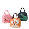 Bolsa de hielo portátil con aislamiento térmico para almuerzo, bolsa de comida portátil de dibujos animados, bolsa linda para lonchera de mascota, bolsa para mantener la frescura, tela Oxford engrosada