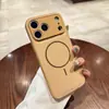 Funda Adecuada para Teléfono Móvil Apple 17Promax Piel Grano Círculo Fino Succión Magnética Iphone16 Mate 15 Cubierta Anti-Caída
