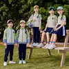 Conjunto de Uniforme Escolar Estilo Universitario, Uniforme de Clase de Estudiante de Escuela Primaria Conjunto de Cuatro Piezas, Nuevo Uniforme de Desempeño de Graduación para Niños de Primavera y Verano, Uniforme de Jardín de Niños