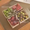 Caixa de Embalagem de Frutas para Piquenique, Caixa de Embalagem de Bandeja de Frutas Frescas de Madeira, Caixa de Embalagem Transparente Descartável