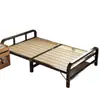Cama de hierro para vivienda temporal, cama individual, herramienta simple para siestas en la oficina, cama plegable para dormitorio, cama de madera reforzada