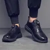 Sapatos Masculinos de Couro de Outono Solado Macio Fivela Rotativa Sapatos Casuais de Negócios Nova Coleção de Primavera Moda Tendência Sapatos de Couro com Solado Grosso