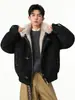 Chaqueta de estilo americano con hebilla de avión, para hombre, invierno, cálida, forro polar, gruesa, holgada, casual, fresca, abrigo de algodón
