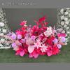 Orden de boda banquete de bodas flor artificial rosa roja floral decoración de boda tarjeta de bienvenida tablero KT flor falsa de boda flor de seda flor decorativa