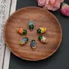 Chapéu com Pingente de Flor Azul Esmeralda Imitação Gotejamento de Óleo Handmade DIY Retro Brincos de Cheongsam Presilha de Cabelo Pulseira Acessórios de Joias