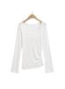 Nuevos Tops de Mujer Primavera y Verano 2025 que Resaltan la Figura, Cuello Cuadrado Elástico, Mangas de Campana, Pliegues Laterales, Camiseta con Abertura, Casual