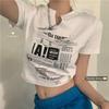 Camiseta Blanca de Manga Corta con Cuello en V para Mujer, Nuevo Estilo Coreano de Verano 2026, Top Corto Ajustado, Crop Top Trendy Estudiante Ins