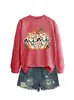 Amazon eBay sitio independiente moda casual elegante mujer nuevo mimi floral calabaza otoño e invierno sudadera de manga larga