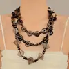 Collar Transfronterizo de Personalidad Exagerada Múltiples Capas Geométricas con Hebilla Retorcida Cadena para Suéter Tejida de Moda Estilo Bohemio con Cuentas