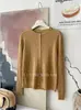 Cardigã de tricô bordado com gola redonda para outono e inverno para mulheres, novo suéter de malha vintage torcido slim fit para casaco, atacado