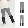 BalaOneBalabala ropa infantil para niñas pantalones cálidos otoño e invierno leggings gruesos con forro polar, diseño de dos piezas simulado