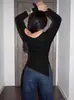 Comercio Exterior Europeo y Americano Ropa de Mujer Invierno Nuevo Color Sólido Top Sexy Escote Asimétrico Hombros Descubiertos Irregular Ajustado Manga Larga Camiseta Mujer