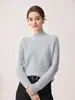 Suéter de tricô 100% caxemira pura, gola semi-alta, ponto arroz, manga raglan, feminino, ready-to-wear, camada base de caxemira