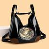 Bolso Tote de Cuero con Cera de Aceite Transfronterizo Nuevo Estilo Multiusos Hombro Cruzado Mochila Elefante Bordado Bolso de Viaje para Mujer