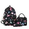 Mochila escolar nova feminina ensino fundamental e médio térmica mochila lancheira conjunto de três peças alta aparência fofa mochila estampada de desenho animado