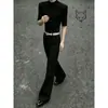 Pantalones de traje de color liso simples para alargar las piernas, con caída en forma de guadaña, estilo Hong Kong para hombre, adelgazantes, sin planchar, tacto de alta gama, microcampana, pantalones largos