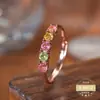 Anillo de Turmalina Natural Color Caramelo Anillo Tesoro de Color Anillo de Plata Esterlina Moda de Alto Sentido para Mujer Regalo Simple