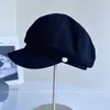 Gorra Octogonal de Lana con Botones Redondos Casual para Mujer, Gorra de Pico de Moda Otoño e Invierno, Gorra de Periodista Retro Británica, Gorra de Moda Versátil