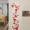 Colagem Transfronteiriça Flor Rosa Espelho Adesivos de Parede Acrílico Autoadesivos para Sala de Estar, Quarto, Fundo de TV e Decoração de Entrada