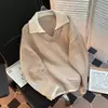 Suéteres de imitación de dos piezas para otoño e invierno para hombres y mujeres, estilo retro japonés, holgados, casuales, relajados, de alta gama, versátiles, prendas de punto con cuello