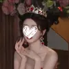 Vestido de Fiesta de Boda para Novia con Corona Roja Retro Europea, Fiesta de 18 Cumpleaños, Corona, Diadema de Diosa de Alta Gama